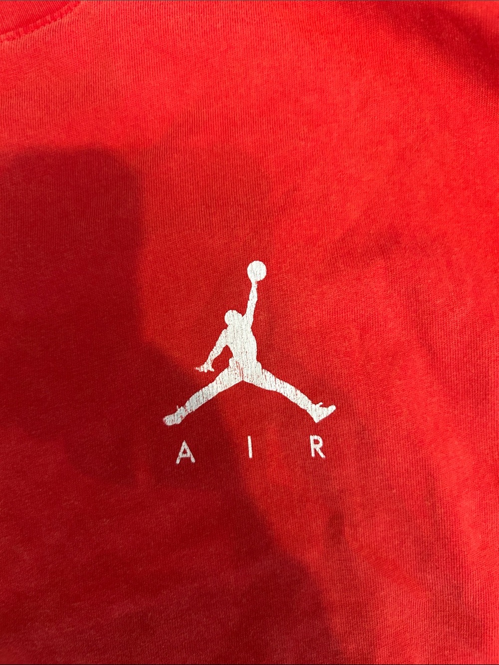 Jordan Men’s Long-Sleeve Crewneck Shirt in Red with White Jumpman - Picture 2 of 4